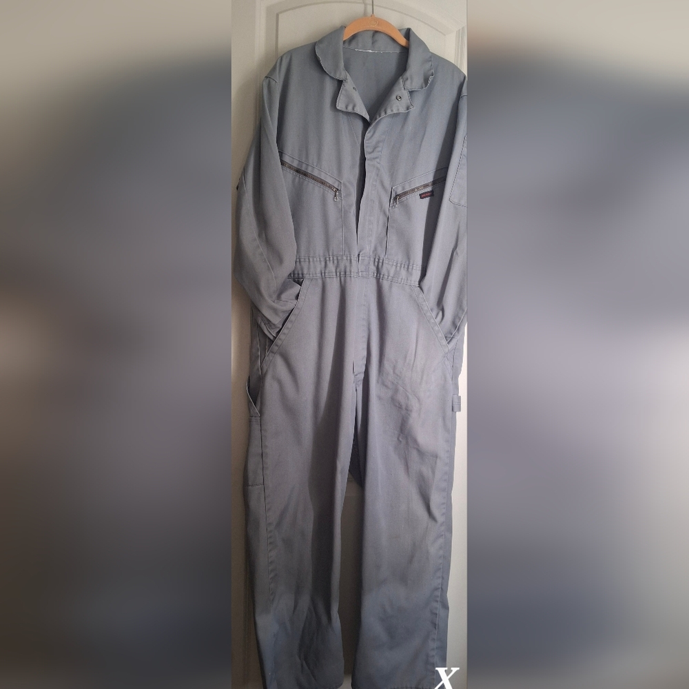 Vintage Mens Old School Overall Light Gray Sz L WORK OUTDOORS